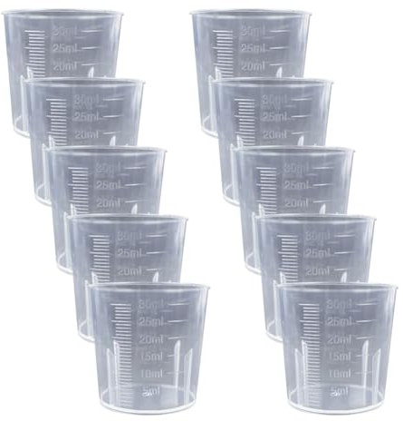 FSSTUD 10 Pcs 30ml Clear Liquid Measuring Cups Small Plastic Graduated Beakers Epoxy Resin Mixing Cups Kitchen Cooking Beaker Cups Transparent Lab Measure Tools for Science Experiment