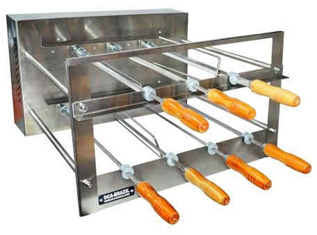 Brazilian BBQ Charcoal Grill - 07 Skewers - Rotisserie System - Oca-Brazil