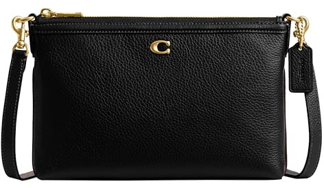 Coach Damen Zip Top Raffiniertes Pebble Leather Legacy Crossbody mit Reißverschluss, B4/Schwarz