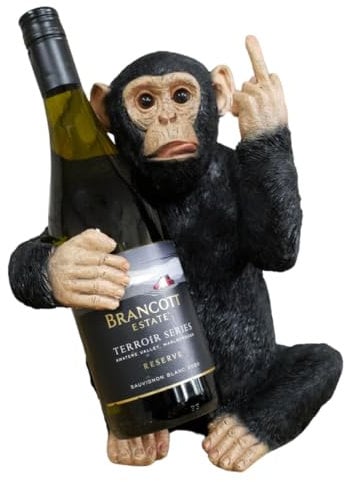 The Enchanted Garden Bringing Gardens To Life Wine Holder Black Up Yours Rude Monkey Resin Single Bottle Storage Novelty Ornament, Funny Gift Home Decoration, 28 cm