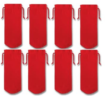 8 PCS Wine Bottle Gift Bags, Party Gift Bags, Reusable Fabric Wine Bottle Cover, Wine Bag with Drawstring 100% cotton Red for Weddings, Birthday Party, Holiday, Travel