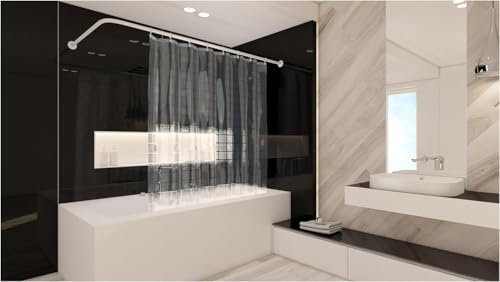 probath Rideau de douche en PEVA Quadro 3D 120 x 220 cm avec anneaux de rideau de douche - Extra long