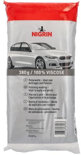 NIGRIN Polier-Watte, 100% Viskose, fusselfrei & saugfähig, ideal zum Auftragen & Polieren von Autolack, weiche, lackschonende Premium-Polierwatte, 380 g
