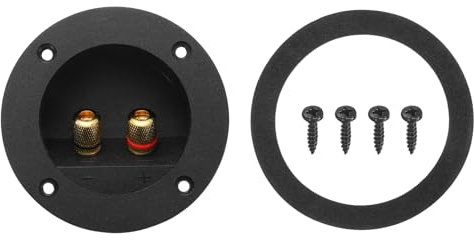 sourcing map 2.4 Inch Round Speaker Box Terminal Cup, 2-Way Subwoofer Plug Connector Double Binding Posts Spring Loaded Jack for Car Stereo Speaker Wire Sub Boxs