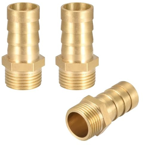 QZKJQDD 3 Stück 10 mm Messing Schlauchtülle Hose Barb Fittings, 1/4 Zoll Schlauchnippel Verbinder Messing, Rohr Adapter, Schlauchtülle für Wasser, Gas, Luft