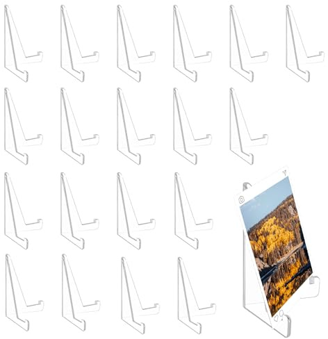 HAIJIYUNTU 20 Stück Kartenständer Acryl, Acryl Kartenständer, Aufsteller Ständer, Münzständer, Transparente Karten Ständer, Bilderständer für die Präsentation Karten Medaillen Münzen