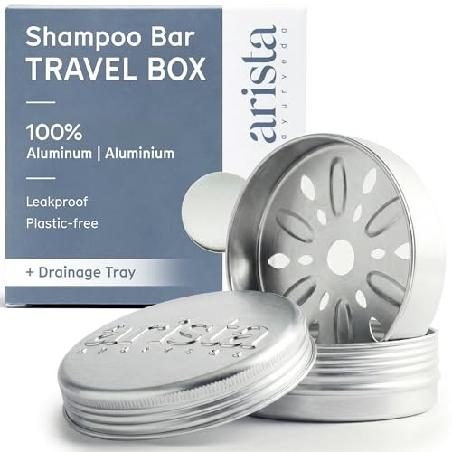 Arista Boite Shampoing Solide Aluminium, Boite a Savon Metal avec Couvercle et Drainage, Étanche, Solide, Compacte et Portable, Idéale pour Camping, Salle de Bain ou Salle de Sport