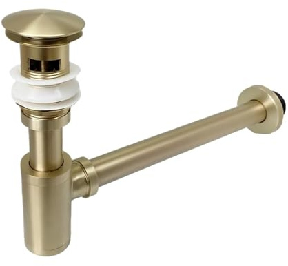 Siphon Lavabo Siphon de lavabo en or brossé mat, plomberie, siphon bouteille, rénovation, bouchon vidange escamotable(Matte Gold NO hole)