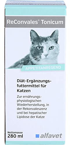 Alfavet ReConvales Tonicum Katze | 280 ml | Diät-Ergänzungsfuttermittel für Katzen | Zur ernährungsphysiologischen Wiederherstellung und bei hepatischer Lipidose