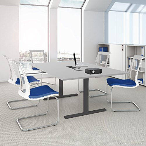 Weber Büro Easy Tavolo da conferenza, 200 x 120 cm, grigio perla con elettrificazione, tavolo riunioni, colore struttura: antracite