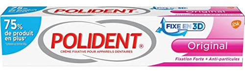Polident Fixe en 3D Original Fixation Forte + Anti-Particules 70g (lot de 3)