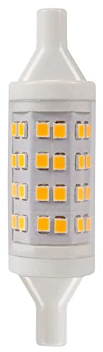 Crompton Lamps LED 78mm R7s Linear Light Bulb, 6W (50W Eqv) Warm White | 50W Linear Halogen Lamp Equivalent, 3000K, Clear Quartz Tube, 610lm, R7s J78 Double Ended Base for Floodlights & Uplighters