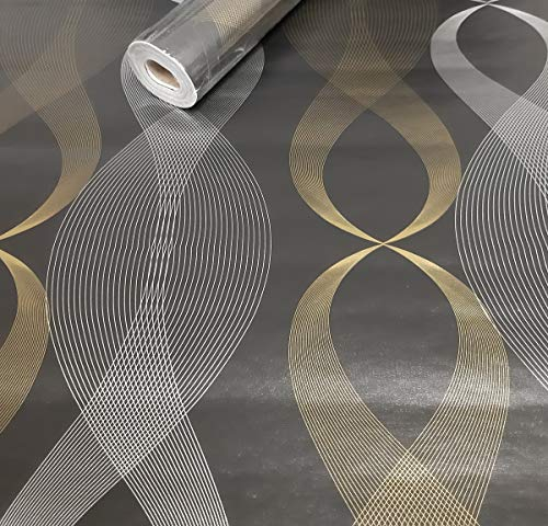 picturado 10 m x 45 cm Tapete Folie 3050 selbstklebend Gold Silber schwarz Muster