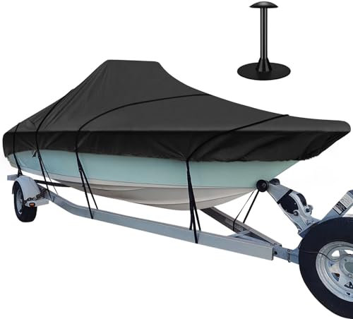 iCOVER Bootsabdeckung für Anhänger, 600D, robuste Marine-Abdeckungen, passend für V-Rumpf-Mittelkonsolen, Boote mit einer Länge von 6 m und einer Strahlbreite von bis zu 294,6 cm,