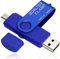 Clé USB 128 Go, 2 en 1 OTG USB 3.0 Mémoire Stick, Pivotant U Disque avec Port Micro USB pour Smartphone Android, Tablette et Ordinateur (Bleu)
