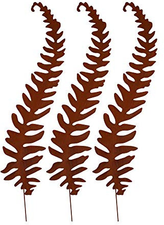 UNUS Gartenstecker Rost Farn im 3er Set