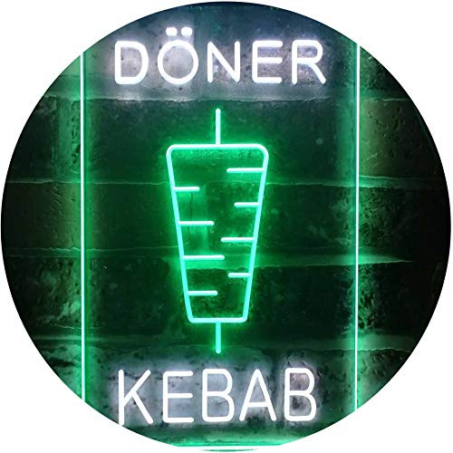 Doner Kebab Restaurant Café Décor Bar Dual Color LED Barlicht Neonlicht Lichtwerbung Neon Sign Weiß & Grün 400 x 600mm st6s46-i2639-wg
