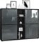 Vladon Highboard Cuba V3, Made in Germany, Schwarz matt/Grau Hochglanz - Moderne Anrichte mit 12 Fächern (130,5 x 105,5 x 35,5 cm)