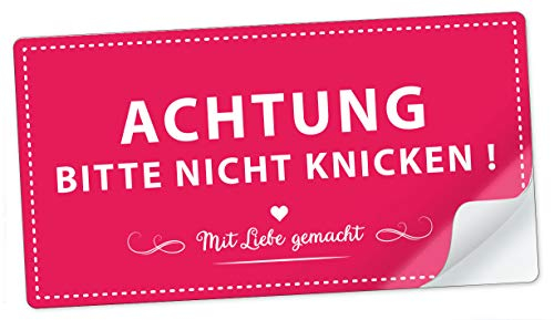 ACHTUNG - BITTE NICHT KNICKEN Mit Liebe gemacht • 10 Aufkleber für alle fragile Verpackungen Format: 96 x 50,8 cm