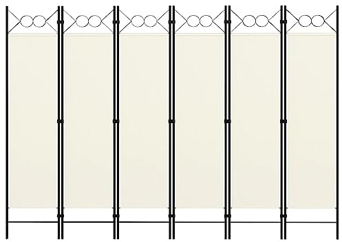 vidaXL Raumteiler Klappbar Freistehend Trennwand Paravent Umkleide Sichtschutz Spanische Wand Raumtrenner 6-TLG. Weiß 240x180cm Eisen Stoff