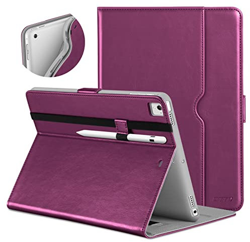 DTTO for iPad 9.7 Inch 5th/6th Generation 2018/2017 Case with Apple Pencil Holder, Premium Leather Folio Stand Cover Case for Apple iPad 9.7 inch, Also Fit iPad Pro 9.7/Air 2/Air - Purple