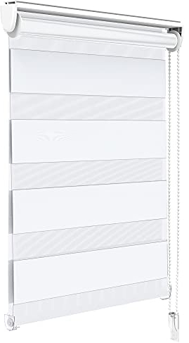 VOUNOT Doppelrollo klemmfix ohne Bohren, Duo Rollo Klemmrollo für Fenster und Tür, lichtdurchlässig & verdunkelnd Fensterrollo, 50x150cm, Weiß