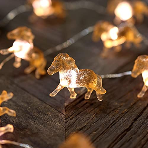 Fairy Pony Lichterkette, einzigartiges dekoratives Licht, Pferd, Geschenke für Mädchen, niedliche Lichter, 20 LEDs, 2,4 m, batteriebetrieben, für Geburtstag, Pferdeliebhaber, Weihnachten