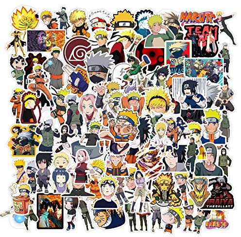Deen nime Naruto Sticker Set 100 Stück,Wasserdichte Anime Aufkleber Pack Kinder Jugendliche Erwachsene Vinyl Auto für Laptop Skateboard Motorrad Wasserflaschen Gepäck Graffiti Stickers