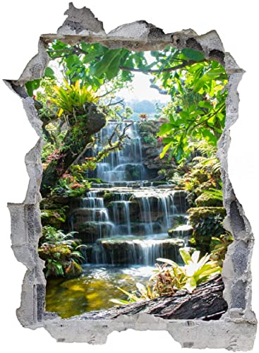 3D Wandtattoo Mauerloch Wandsticker Wandaufkleber Durchbruch selbstklebend Schlafzimmer Wohnzimmer Kinderzimmer - Wasserfall Natur,Größe 62x92cm