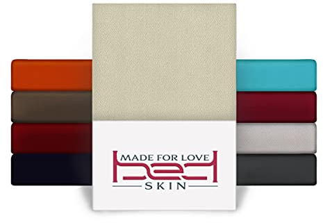 Bedskin Premium Topper Spannbettlaken 90x200 & 100x200 cm – 100% Baumwolle, Jersey Spannbetttuch, für Topper bis 10 cm Höhe (Natur)