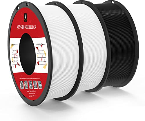 PETG+ Filament 1.75mm, PETG+ 3D Drucker Filament, Maßgenauigkeit +/- 0.02mm,3D Druck Filament Materialien für 3D Drucker, 3Kg/ 3 Spule, 2 Spule Weiß 1 Spule Schwarz