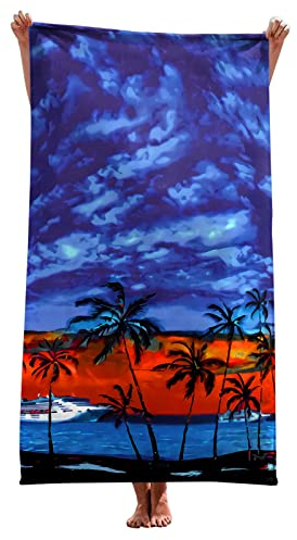 Strandtuch, superleicht, buntes Muster, Badetuch, sandfest, Stranddecke, Mehrzwecktuch Duschtuch Dunkelrot (C, One Size)
