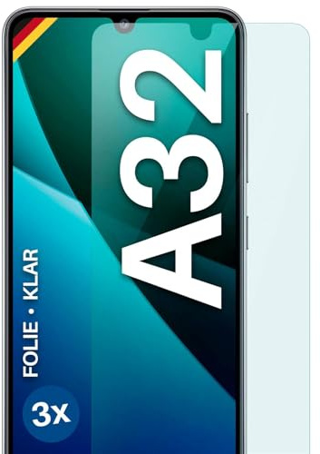 moex für Samsung Galaxy A32 (4G) Schutzfolie Displayschutz Folie Ultra-klar HD 0,2 mm kompatibel mit jeder Hülle, Anbringen ohne Blasen, Handyfolie Extra Kratzfest, FlexProtect 3 Stück