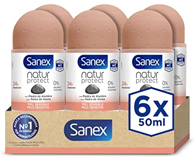 Sanex Natur Protect, Deodorant, Deodorant, Roll-on, empfindliche Haut, 6 Stück x 50 ml