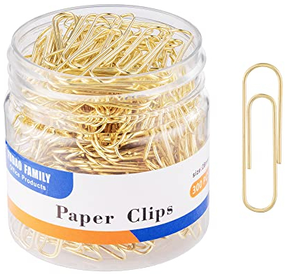 FUDAO FAMILY Gold Paper Clips, 300-Count, Paperclips, Paper Clip, 28mm Small Paper Clips