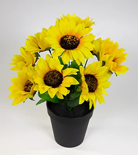 Sonnenblumenbusch/Sonnenblume 30cm im Topf JA Kunstblumen künstliche Blumen Pflanzen