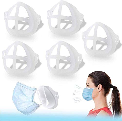 ACCROL 5/10 Stück 3D Maskenhalterung Maskenhalter, Halterung für Masken, Stützrahmen, Innenkissen für Masken, Lippenstift Schutz Ständer Gesicht (Size : 5 Stück)