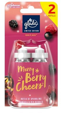 Glade Sense & Spray Air Freshener Refill, Motion Activated Automatic Room Spray and Odour Eliminator for Home, Merry Berry Cheers, Duo Pack (2 x 18ml)