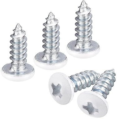 QUARKZMAN ST2x8mm Blanc Vis Autotaraudeuse, 100pcs Poêle Tête Phillips Bois Vis pour Travail Bois