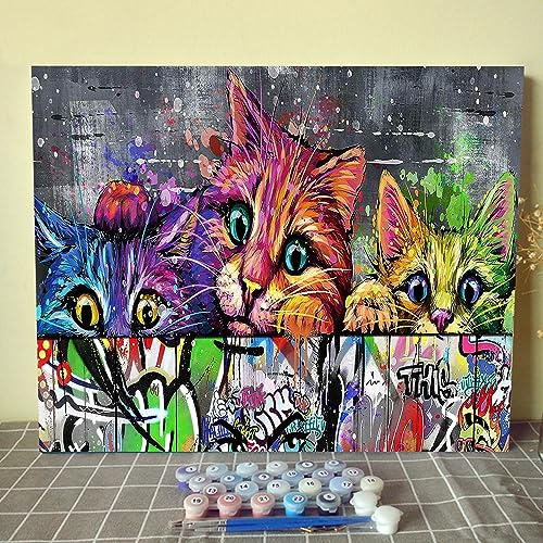 Tucocoo Graffiti Art Paar DIY Malen nach Zahlen für Erwachsene Banksy Straße Liebespaar DIY Ölgemälde Acrylfarbe Kunst Malerei Kits Leinwand mit Acrylfarbe Banksy Art 40,6 x 50,8 cm (DIY Rahmen)
