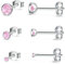 USEEDOVIA Ohrstecker Silber 925 Damen, 3 Paar Klein Sterling Silber Ohrringe Set mit Pink Zirkonia Rose Knorpel Funkelnd Schmuck Geschenke für Damen Herren 2/3/4mm