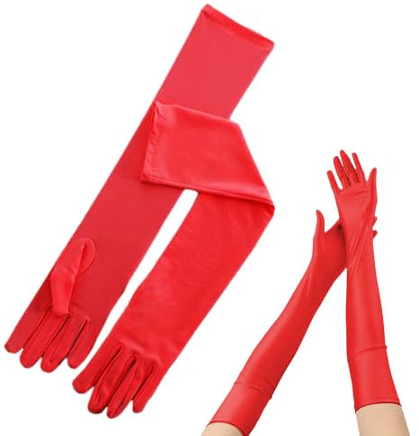 MAXQUU Ladies Satin Elbow Gloves - Red Opera & Evening Gloves