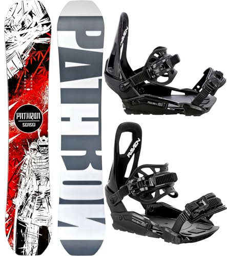 Pathron Snowboard Set: Snowboard Sensei Carbon + Bindung Raven s230 (153cm + s230 Black M/L)