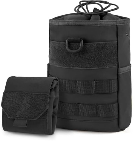 VOTAGOO GEAR Taktische Dump Pouch Molle Aufbewahrungstasche Taktische Hüfttasche Kordelzug Faltbare Magazine Dump Bag (Schwarz)