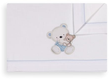 INTERBABY · Kinderwagen Bettlaken - Bettwäsche Set für Kinderwagen OSO COLUMPIO in Weiß und Blau für Neugeborene 100% Baumwolle