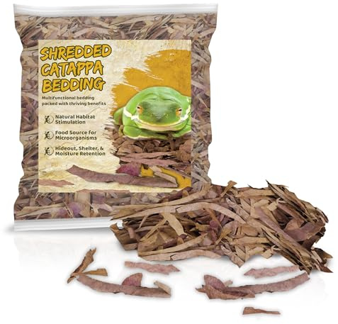 SunGrow Arena de hojas de catappa triturada para ranas, aumenta la humedad, terreno de caza ideal para ranas feroces, hace que el terrario se sienta como en casa, fácil mantenimiento, imprescindible