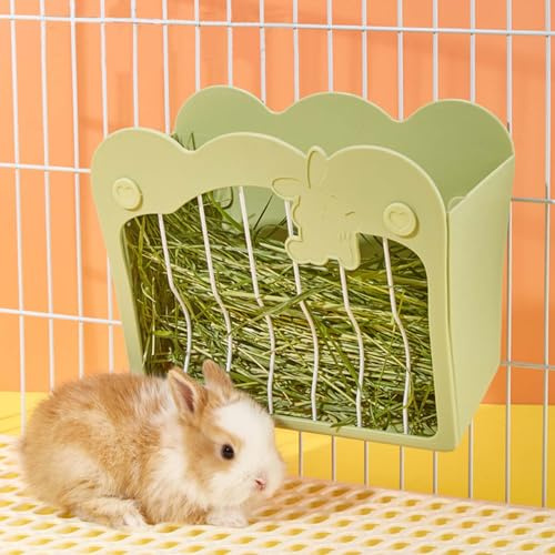 Heuraufe Kaninchen, Heu Futterspender für Käfig, Futterstation für Hasen Meerschweinchen Chinchilla