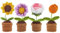 YANGSHINE 4 mini fiori artificiali in vaso, fatti a mano, all'uncinetto, completati a maglia, girasole, margherita, rosa, tulipano, per casa, ufficio, auto, decorazione cruscotto, colore #10