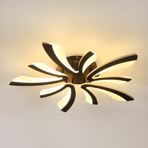 Comely LED Deckenleuchte, 50W 5625LM LED Deckenlampe Moderne Beleuchtung für Wohnzimmer Schlafzimmer, 68cm, Warmes Licht 3000K, Schwarz