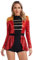 Runhomal Women's Circus Ringmaster Costumes Sequins Bodysuit Lion Trainer Tassel Shoulder Boards Outfits Red S